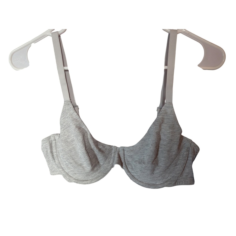 Auden Demi Bra Women 38B Grey Excellent Cotton Unlined Underwire Jersey